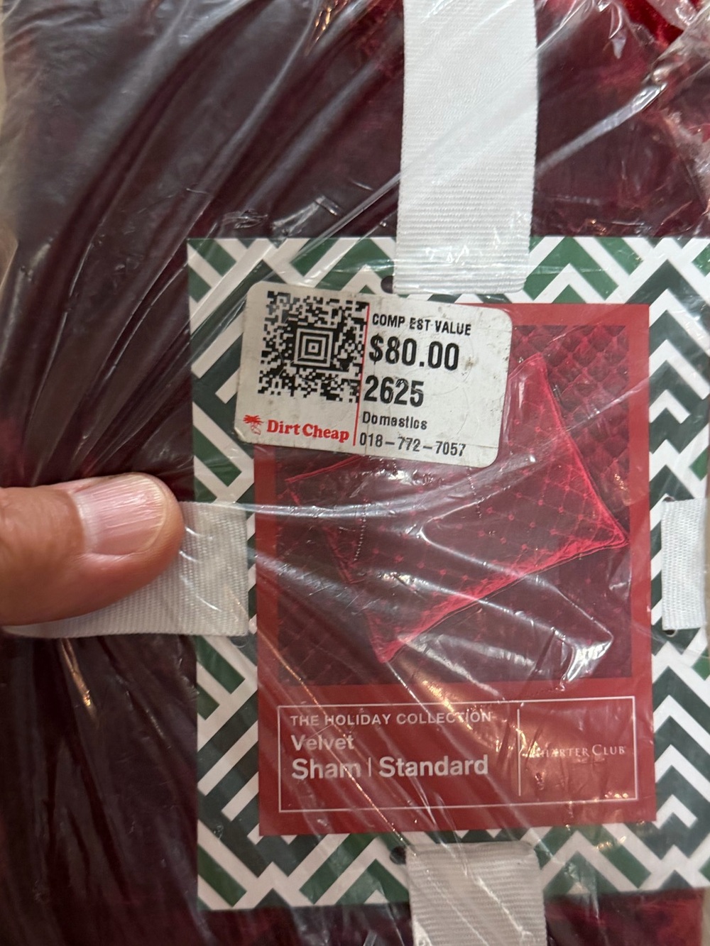 Charter Club Velvet Sham in Deep Red